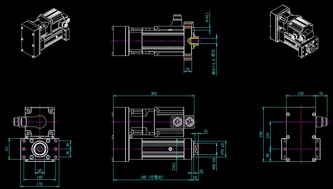 電動(dòng)缸外形尺寸圖 電動(dòng)缸外形尺寸圖